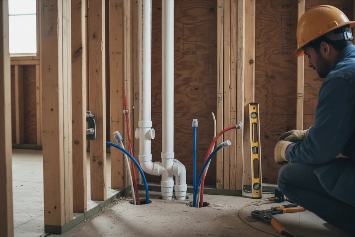 Drain and supply rough-in during Drain Cleaning in Sellers
