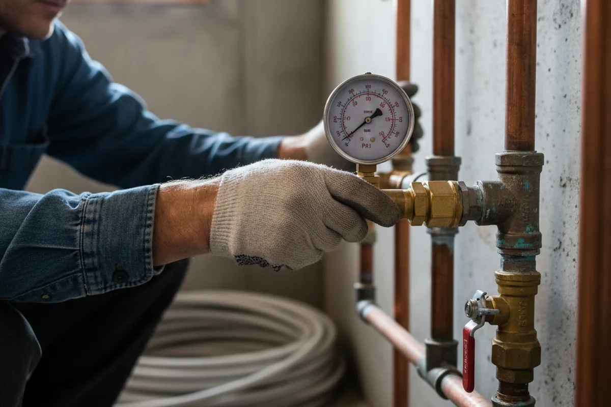 Pressure testing a repaired line during Water Line Repair in Sellers